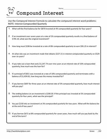 Compound Interest Worksheet 15