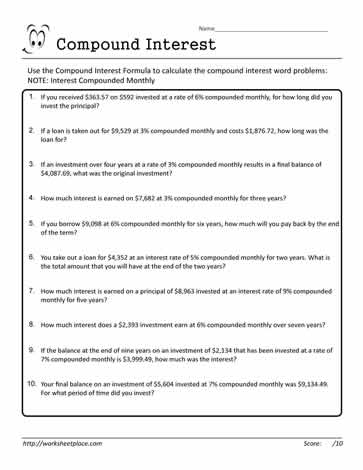 Compound Interest Worksheet 17