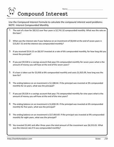 Compound Interest Worksheet 18