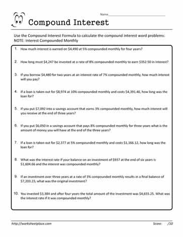 Compound Interest Worksheet 19