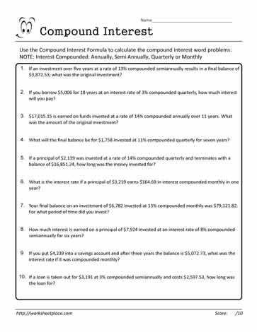 Compound Interest Worksheet 24