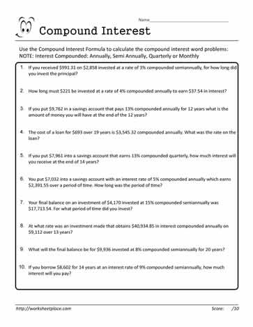 Compound Interest Worksheet 25