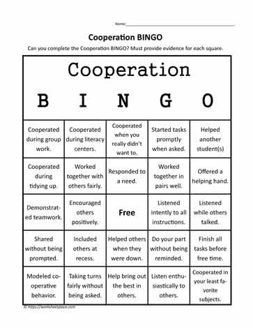 Cooperation Bingo