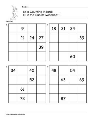 Count by 3 - Worksheet 1
