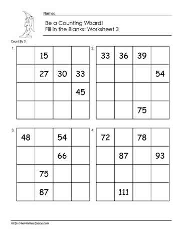 Count by 3 - Worksheet 3