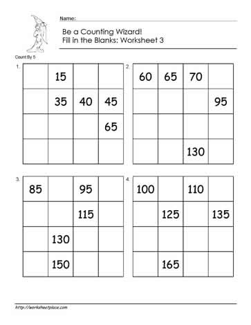 Count by 5 - Worksheet 3