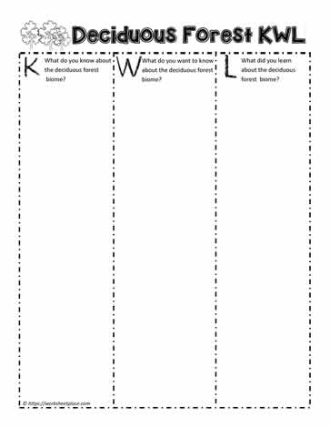 Deciduous KWL Chart
