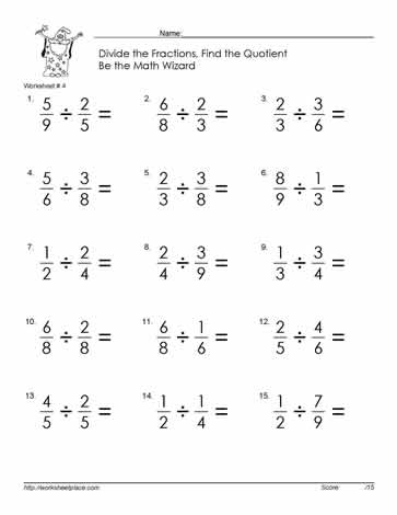 Divide Fractions Worksheet -4 Worksheets