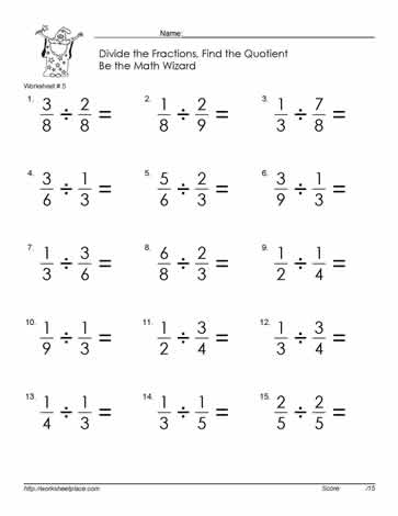 divide fractions worksheet 5 worksheets