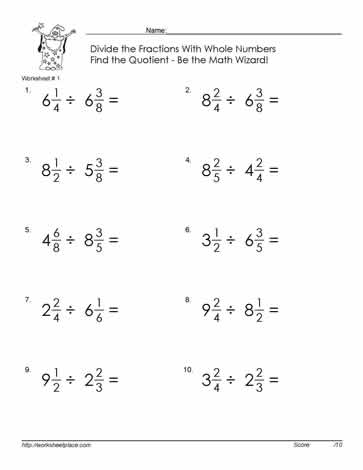 Divide Mixed Number Fractions-1 Worksheets