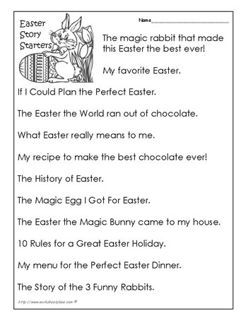 Easter Story Starters Worksheets