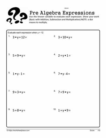 Evaluate the Expression Worksheet 14