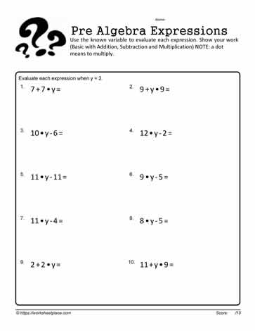 Evaluate the Expression Worksheet 2 Worksheets
