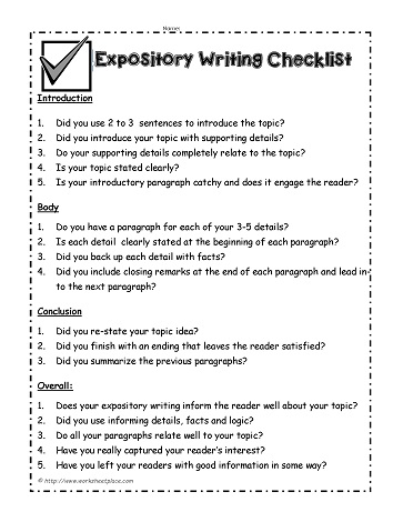 Expository Writing Checklist