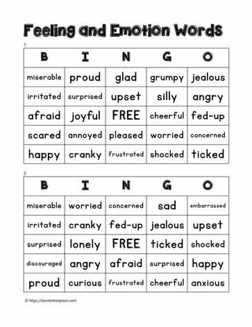 Feelings Bingo 1-2