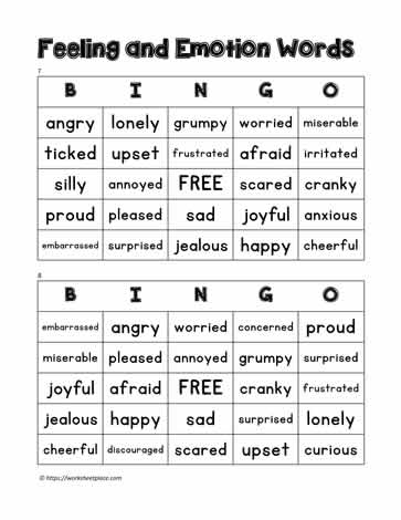 Feelings Bingo 7-8