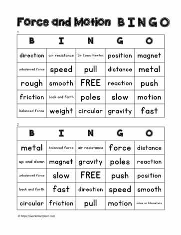 Bingo Cards 1-2