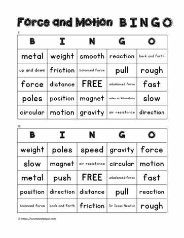 Bingo Cards11-12