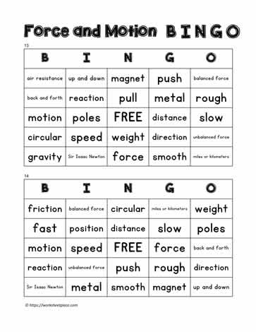 Bingo Cards 13-14