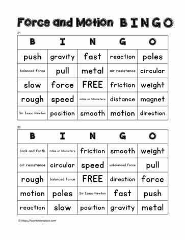 Bingo Cards 22-23