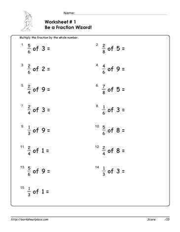 multiply fractions by whole numbers 1 worksheets