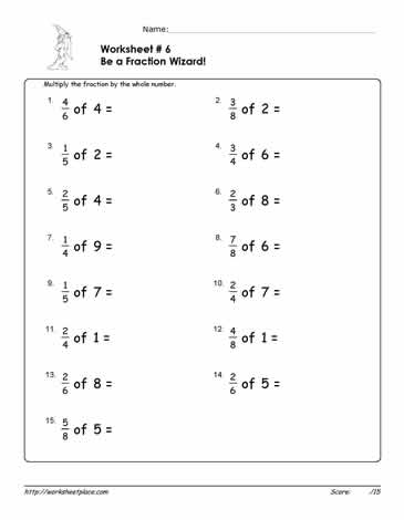multiply fractions by whole numbers 6 worksheets