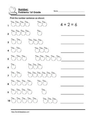 first grade number problem worksheet worksheets