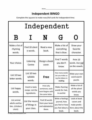 Bingo For Independent Time
