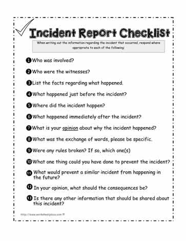 Incident Report Checklist