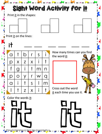 Sight Word it Worksheets