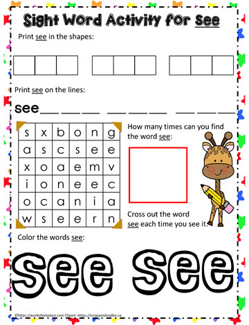 Sight word see Worksheets