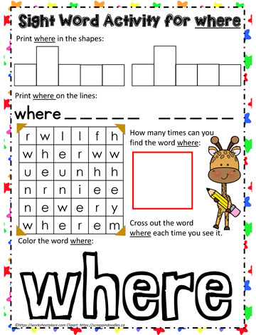 Sight Word where Worksheets sight-word-where-worksheets