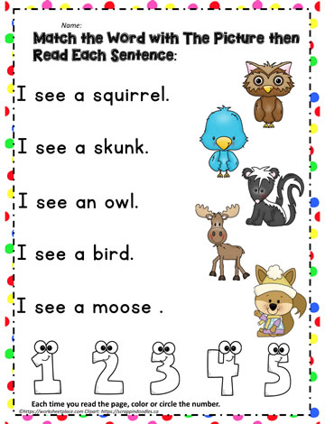 see - sight word match Worksheets