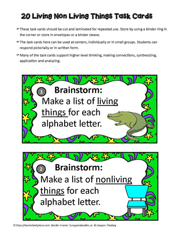 Task Cards Living and Nonliving Things