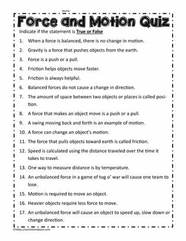 Motion and Stability Quiz