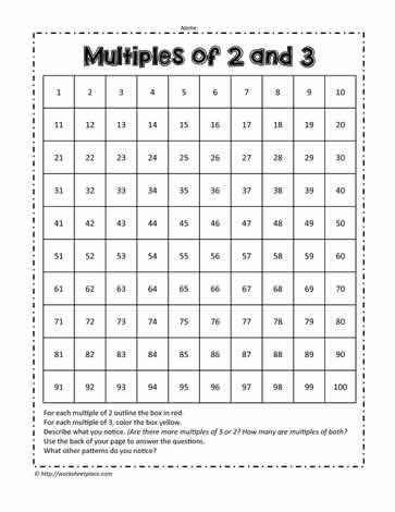 100 Chart Patterns for Multiples of 2 and 3