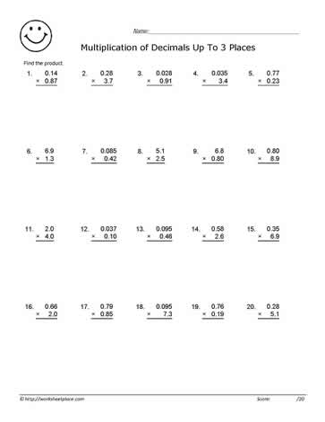 Multiplication Of Decimals Worksheets Pdf - Multiplying decimal numbers