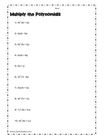 Multiply Polynomials Worksheet-1