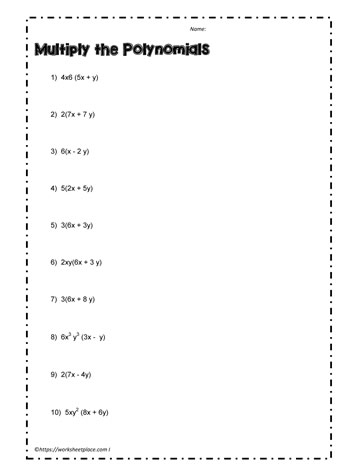 Multiply Polynomials Worksheet-3