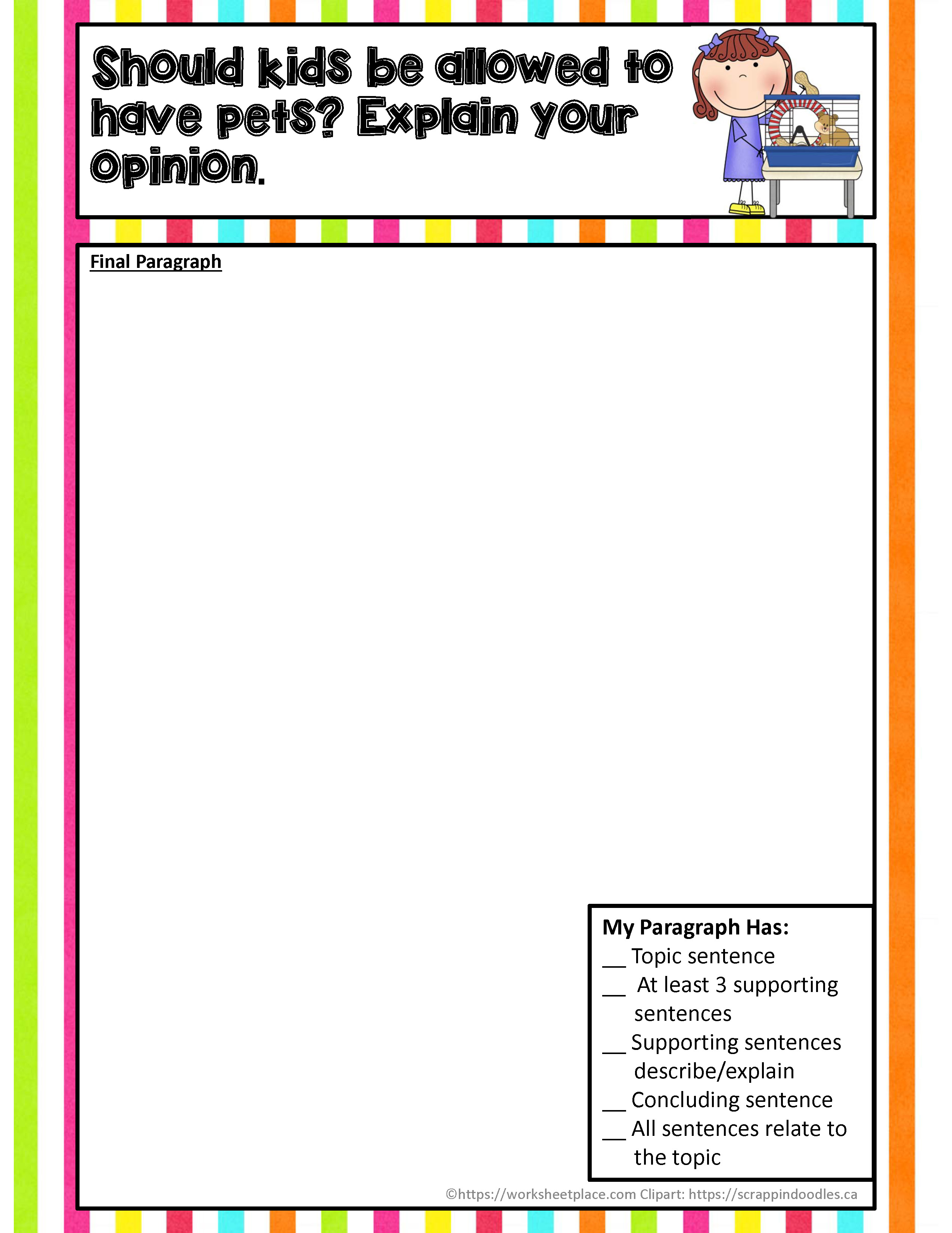Kids Have Pets Pre-write Worksheets