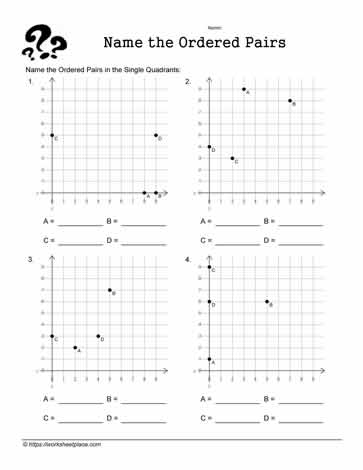 Identify Ordered Pairs Worksheets