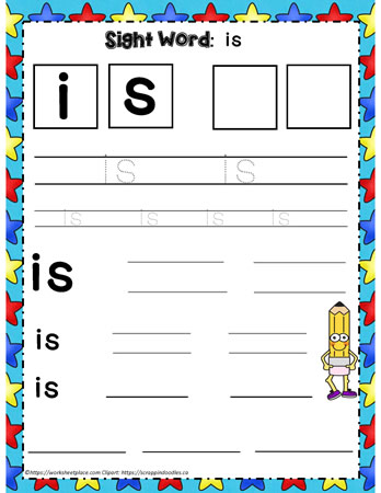 Sight Word is Worksheets