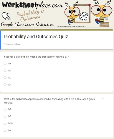 Probability 4th Grade Worksheets