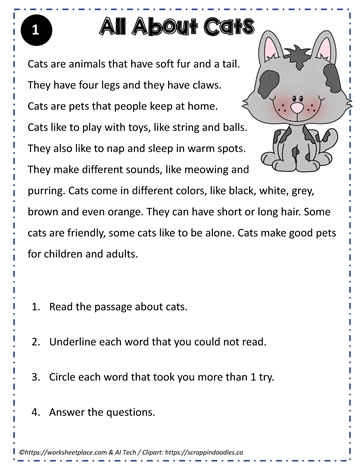Reading Comprehension About Cats 