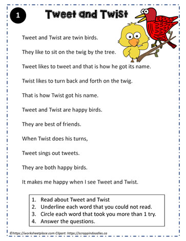 Reading Comprehension About Tweet and Twist