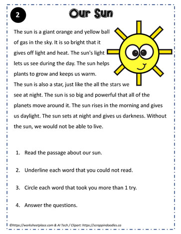 Reading Comprehension About the Sun