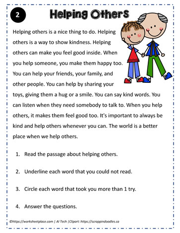 Reading Comprehension: Helping Others