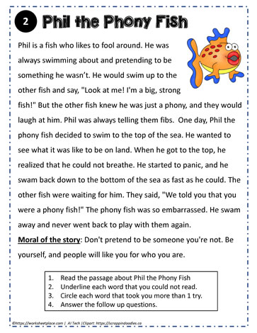 Reading Comprehension About Phil the Fish