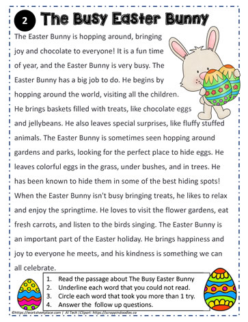 Reading Comprehension About The Easter Bunny