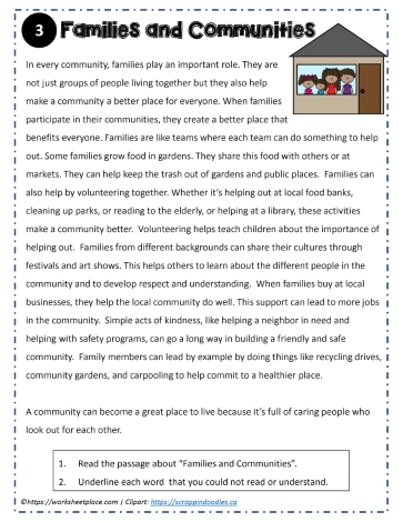 Reading Comprehension About Families and Community